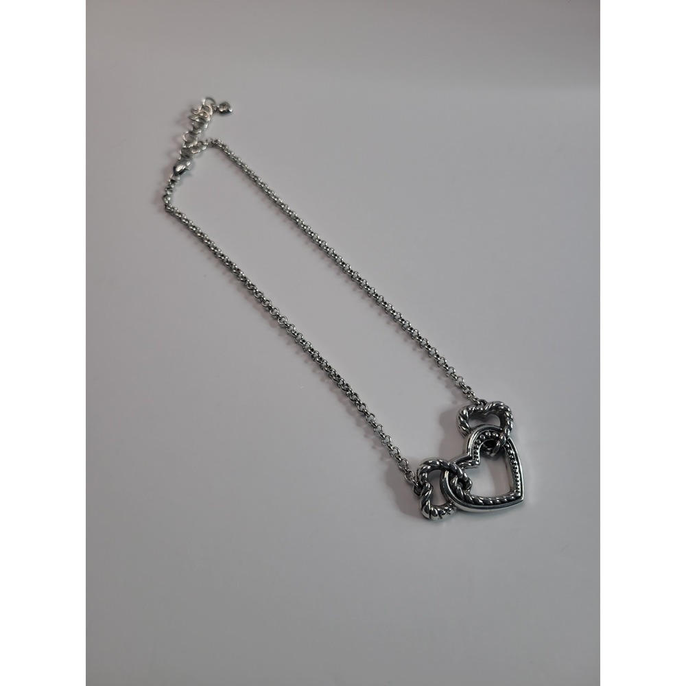 Brighton Silver Plated Interlocking Open Heart Pendant Necklace - Picture 7 of 13
